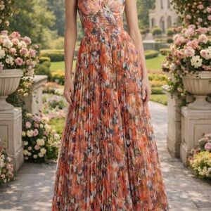 NWT Hutch Brianna Maxi Dress in an Orange Painted Lush Floral Size M